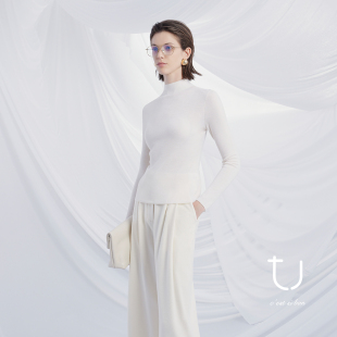 新款 内搭打底薄毛衣2025年秋季 双面织上衣 半高领羊毛针织衫 TU女装