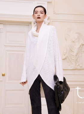 TU女装 艾尔薇星 羊毛镂空荡领上衣2026年春季新款打底长袖衬衫