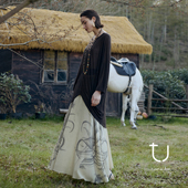 复古透视感廓形T恤上衣26年春季 新款 松弛感蝙蝠袖 TU廊影 针织衫