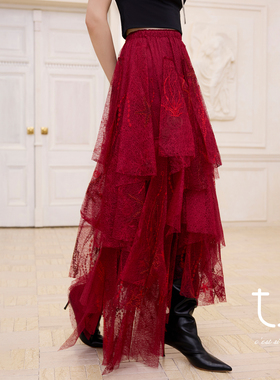 TU女装重工静奢层次感不规则纱裙26年春季新款高腰半身裙子A字裙