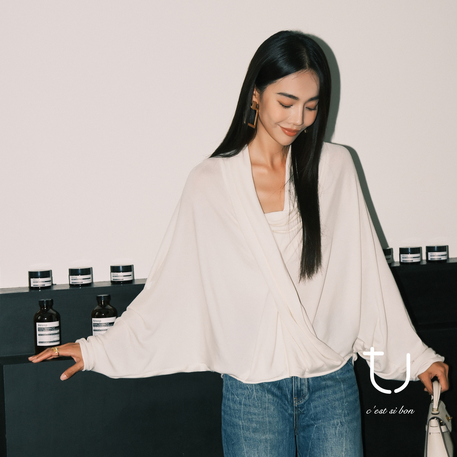 TU女装荡领设计感长袖衬衫