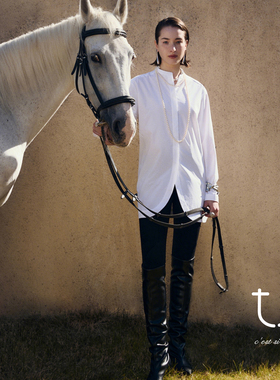 TU 素光 解构立领白衬衫2026年春季新款松弛感廓形纸片人上衣