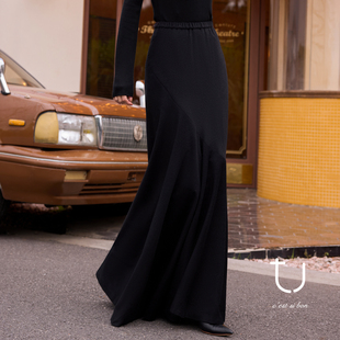 新松紧腰长裙子 羊毛高腰包臀鱼尾半身裙25年冬季 TU女装 歌剧魅影