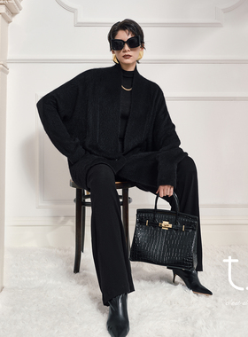 TU女装 云澜 重工牦牛绒拉绒针织开衫宽松简约廓形外套男女同款