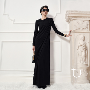 静奢中长打底裙子 针织羊毛褶皱连衣裙25年冬新款 TU女装 星褶凝光