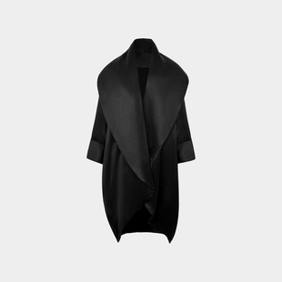 TU女装 慵懒简约ROW风重磅真丝加厚棉服宽松廓形中长大衣外套