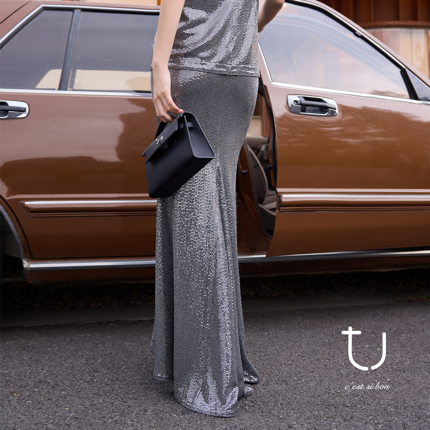 TU女装 银砂 高腰鱼尾亮片金属色半身裙26年春新款包臀裙中长裙子,女装/女士精品,半身裙,淘宝优惠券,粉丝福利购,淘宝优惠卷