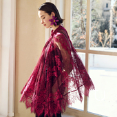 TU蔓舞 镂空宽松氛围感披肩上衣 新款 松弛感蕾丝斗篷衬衫 26年春季