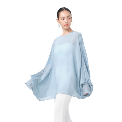 TU女装小清新斗篷薄纱真丝上装