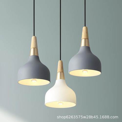 北欧吊灯餐厅新款创意单头圆盘灯现代简约马卡龙艺术吧台床头吊灯