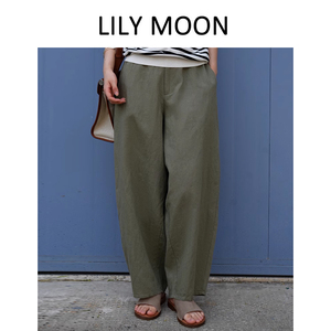LILYMOON24夏季新款宽松亚麻镰刀裤休闲透气薄款