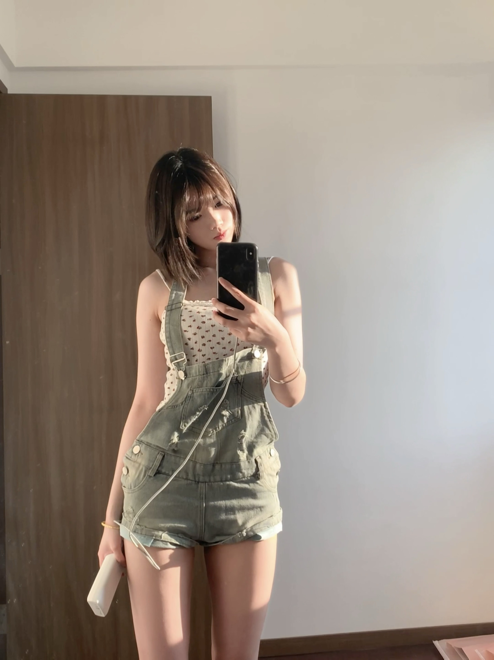 【MYQoQstore】美式复古风辣妹水洗牛仔背带短裤女夏季设计感