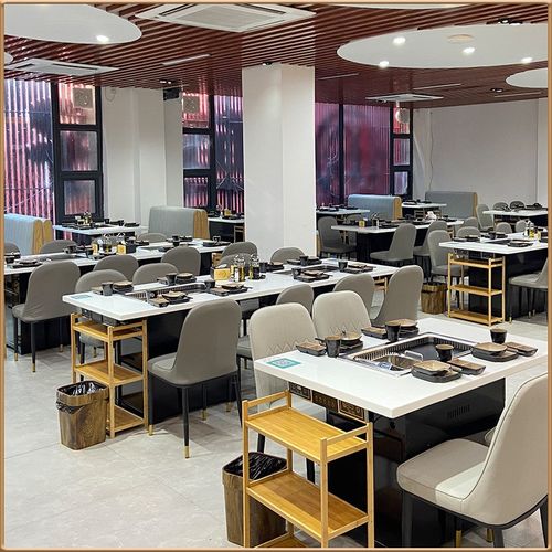 烤涮一体火锅桌自助烤肉桌椅商用火锅店烤肉店大理石岩板无烟净化