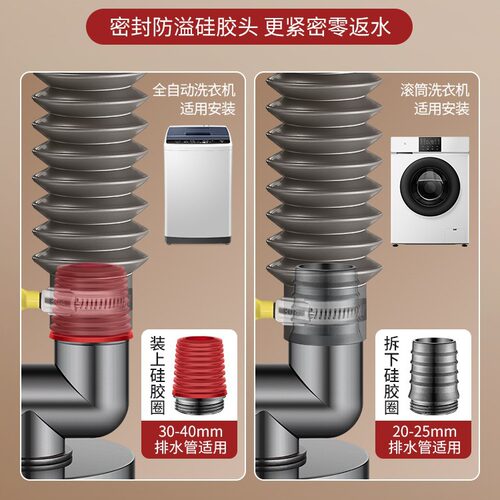 洗衣机烘干机下水管二合一分流器洗烘套装下水三通分水器地漏接头