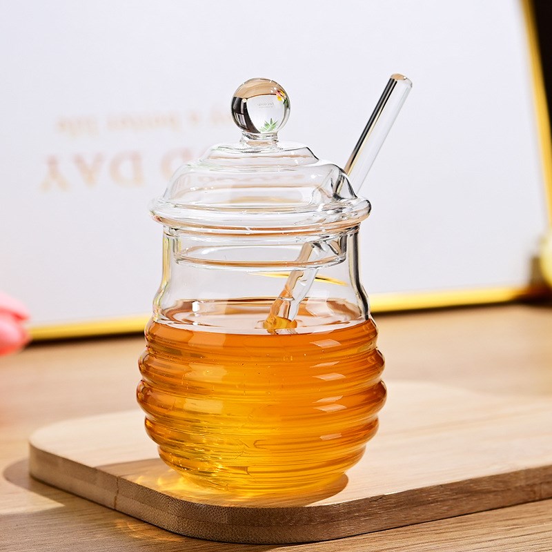高硼硅玻璃蜂蜜罐子搅拌棒家用带盖创意欧式果酱瓶子蜂蜜瓶