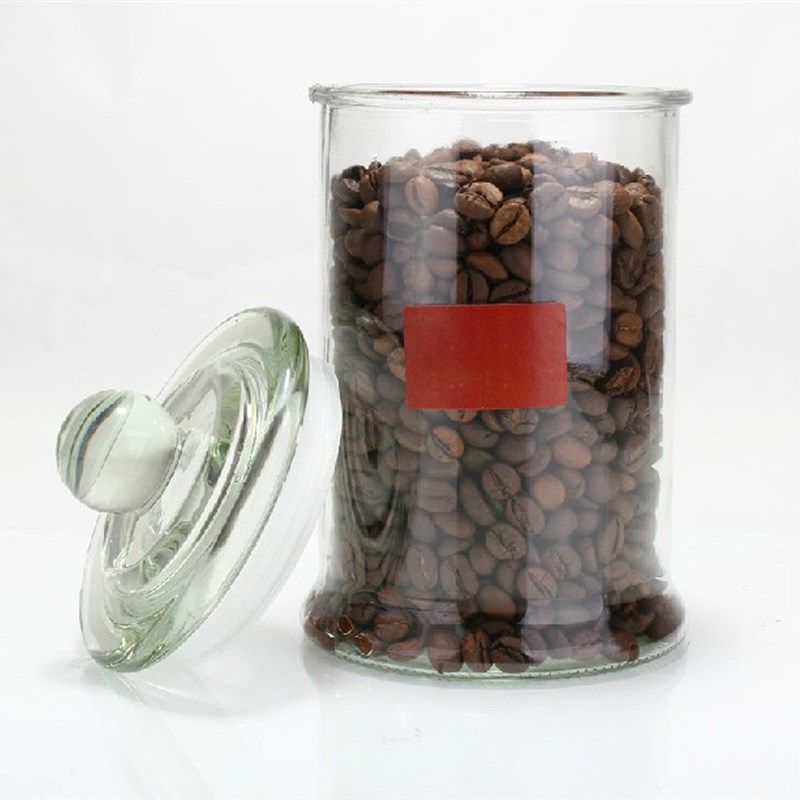 咖啡豆密封罐 透明玻璃瓶 厨房食品收纳储物罐 密封瓶子