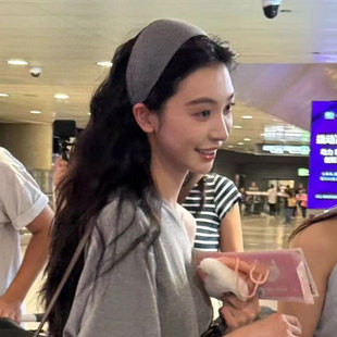 易梦玲同款发箍宽边带齿灰色复古发卡时尚外出网红头饰新款头箍女