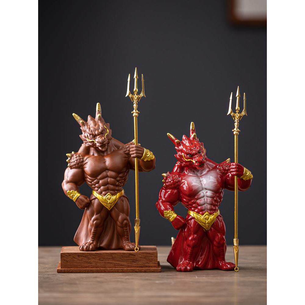 创意肌肉龙摆件龙年吉祥物家居桌面办公室装饰招财陶瓷生肖龙礼品