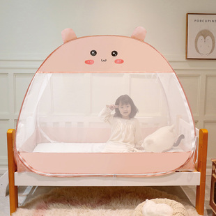通用儿童宝宝蚊帐可折叠免安装 婴儿床蚊帐蒙古包全罩式 小床拼接床