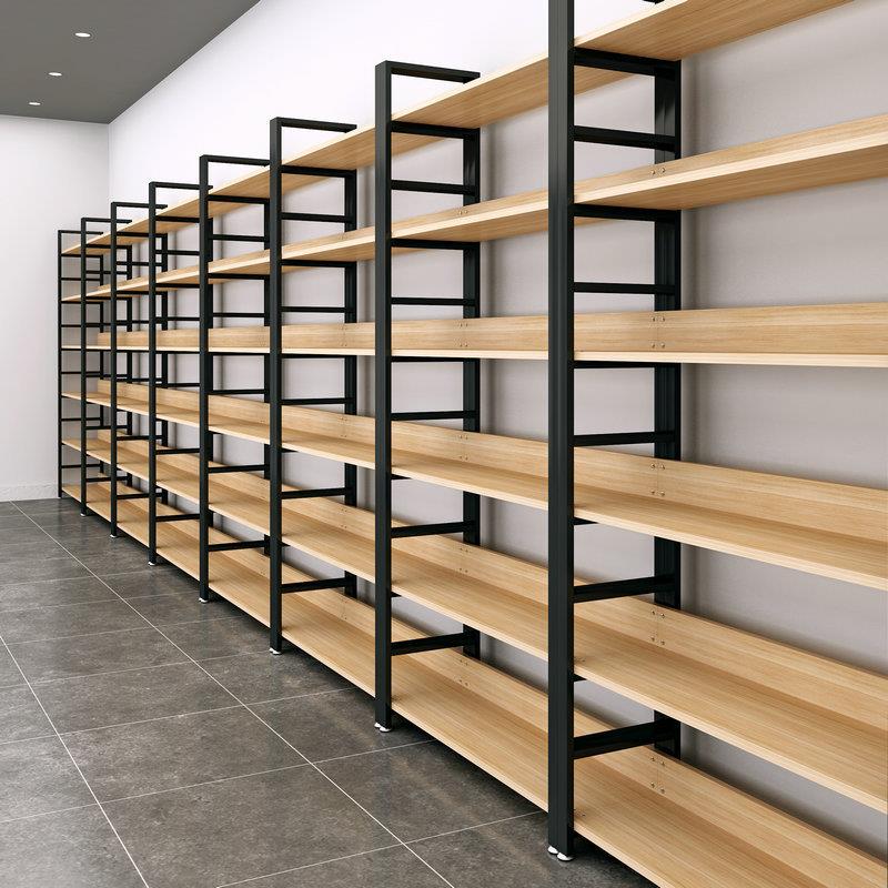 样品展示架鞋架组合便利店货架钢木化妆品展示柜落地陈列置物架