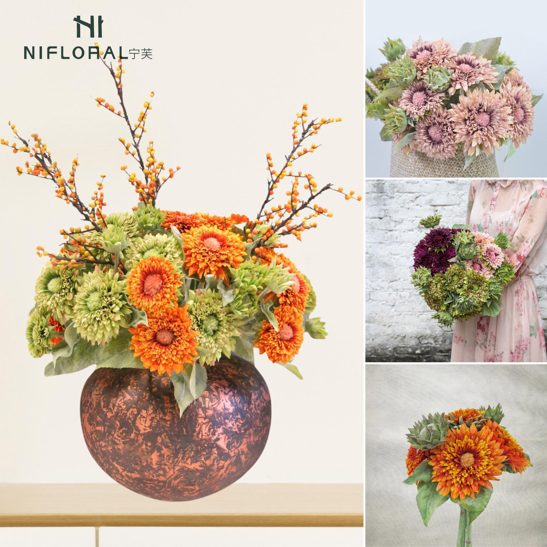 高考向日葵仿真花小花束泰迪熊太阳菊假花绿植拍照装饰礼品