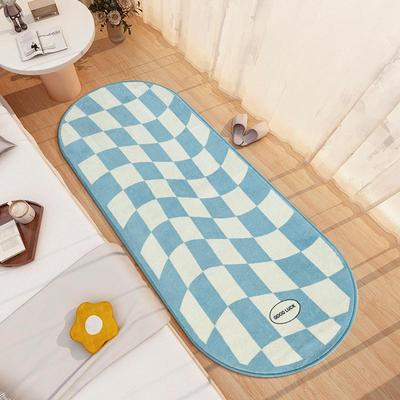 棋盘格床前地毯卧室满铺房间长条客厅床边榻榻米地垫几何图案