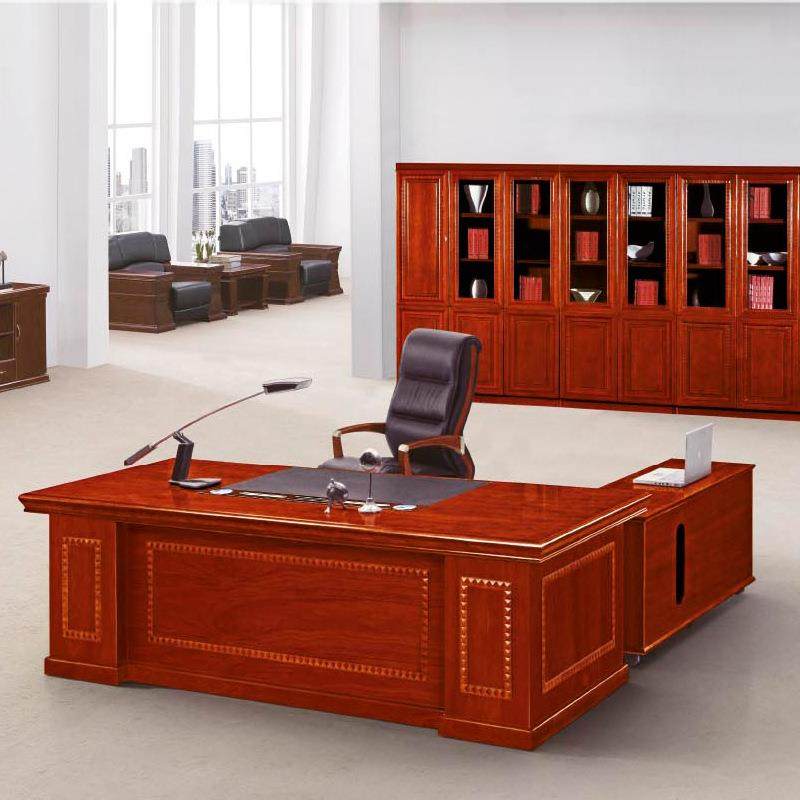 佛山工厂办公大班台老板桌办公桌现代中式实木皮总裁桌经理桌