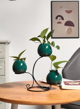 新中式陶瓷小花瓶玻璃创意水培植物客厅插花电视柜家居装饰品王金