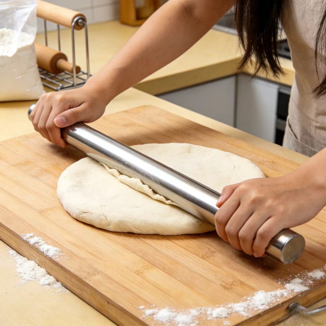 不锈钢实心擀面杖 捣冰棒烘焙棍碎冰棍捣蒜蛋糕棒304家用擀饺皮棍