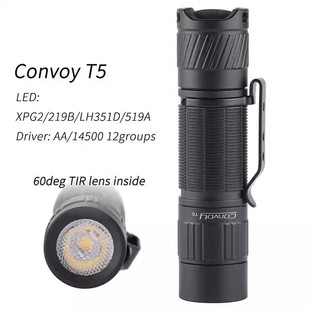 ConvoyT5手电筒,高显色,AA 14500手电筒, 219B 519A 12组