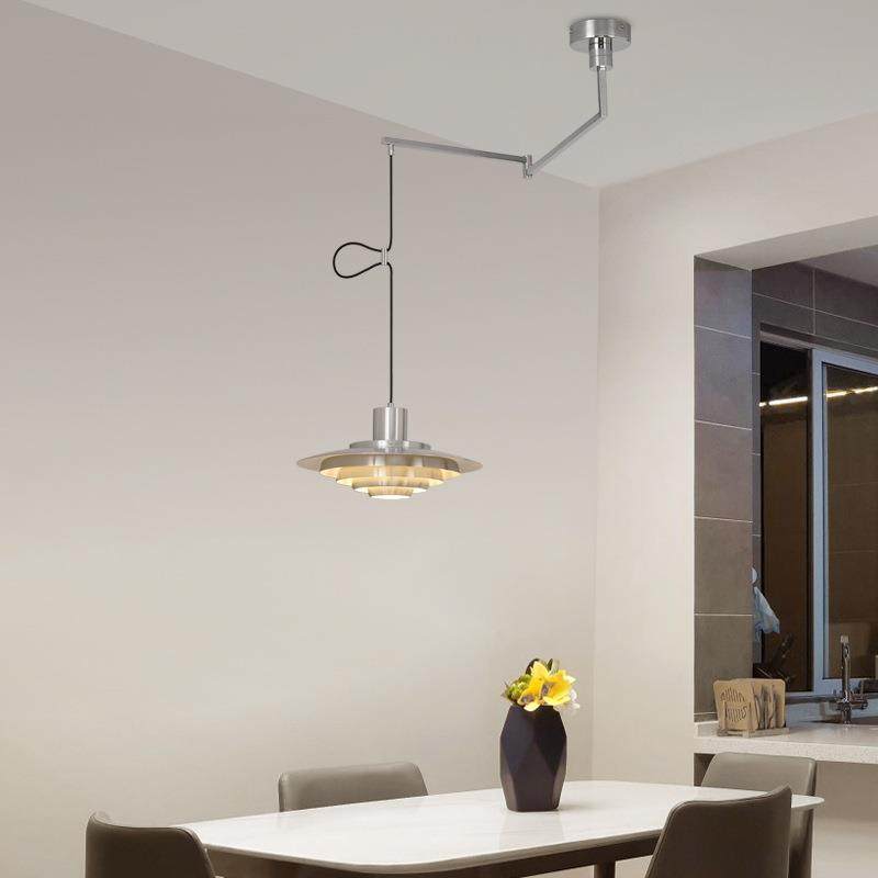 P376飞碟餐厅岛台吊灯可移位摇臂吊灯日式侘寂风中古包豪斯书房灯