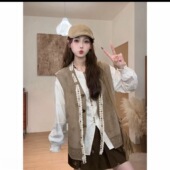 显瘦小众设计感复古文艺马甲开衫 百搭时尚 上衣外搭 新款 睡不卓春季