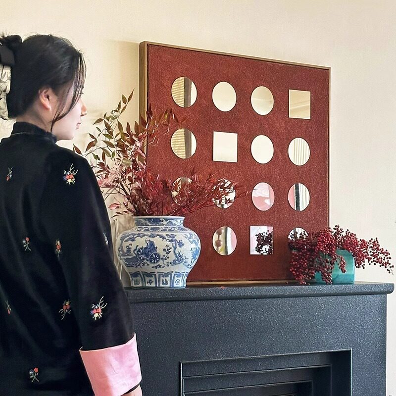 法式复古中古风挂画镜子餐厅高端大气艺术高级感餐边柜装饰画中式