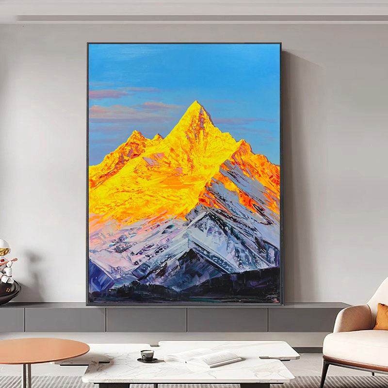 日照金山客厅装饰画大芬村轻奢挂画客厅玄关大气自然风景装饰画