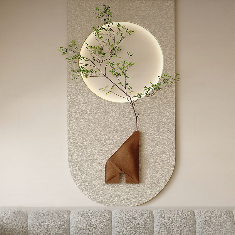 侘寂奶油风装饰画绿植沙发背景墙壁画极简砂岩氛围感灯带玄关挂画,家居饰品,现代装饰画,淘宝优惠券,粉丝福利购,淘宝优惠卷