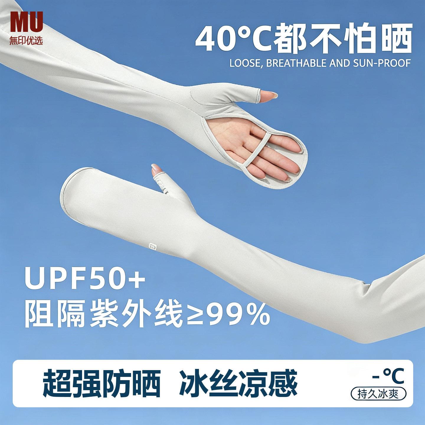 日本MU冰丝防晒袖套男女通用抗UVUPF50+骑行开车护臂凉感冰袖