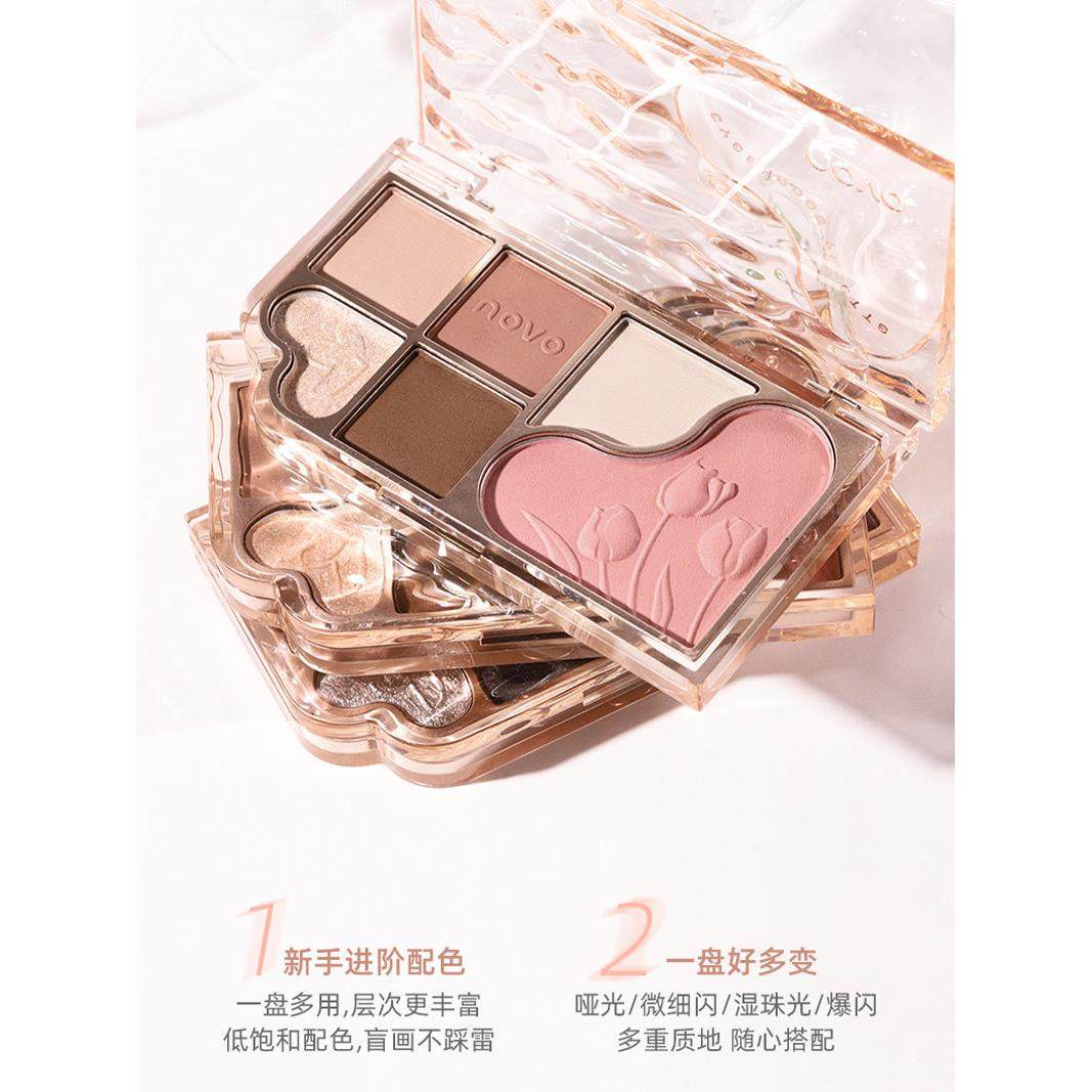 梦幻星沙六色综合眼影盘初学者低饱和易上色哑光早八淡颜白开水女