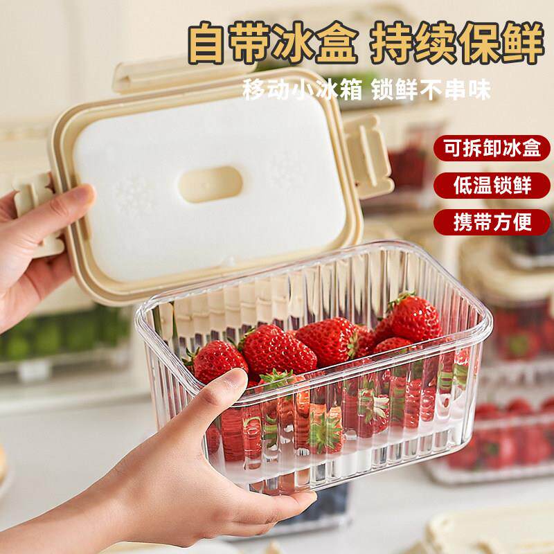 日本水果便当盒保鲜盒自带冰盒移动小冰箱保冷盒便携外出冰格密封