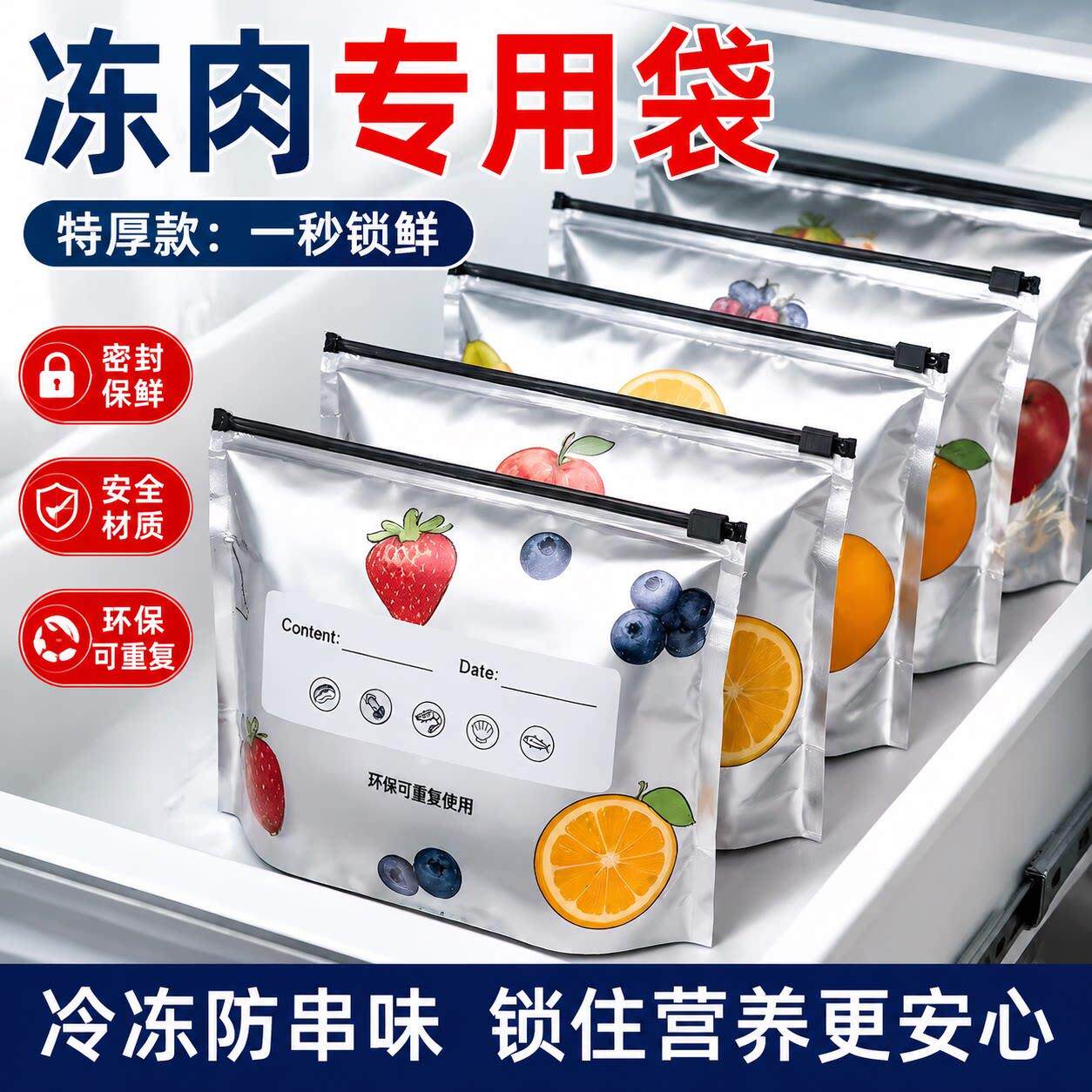 铝箔保鲜袋密封袋加厚食品级冰箱食物保鲜膜冷藏冷冻专用收纳袋