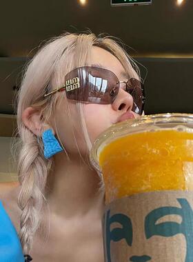 张元英同款无框太阳眼镜2024新款覆古欧美高级感m家Y2K甜酷辣妹