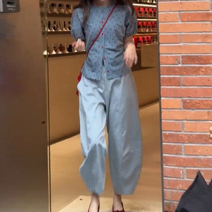 新款 衬衫 夏季 搭配一整套高端气质2025泡泡袖 女 上衣阔腿裤 两件套装