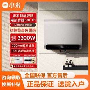 小米米家智能双胆电热水器60L P1家用速热大容量洗澡节能卫生间