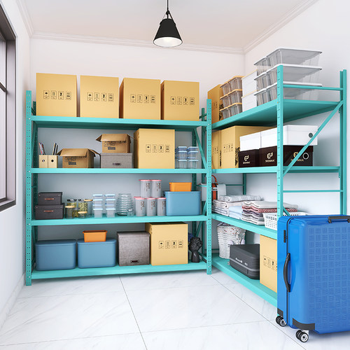 蓝色加厚仓储货架高级质感