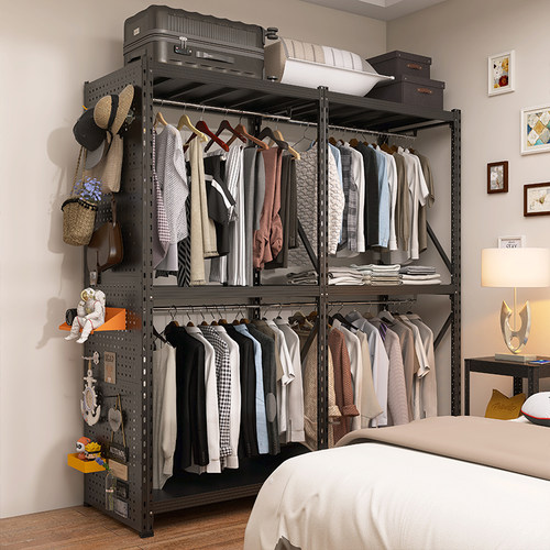 黑色落地衣架组合加厚碳钢