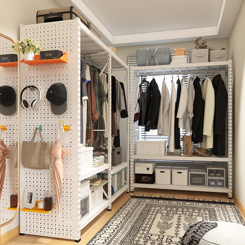 加厚碳钢白色落地衣架高端颜值