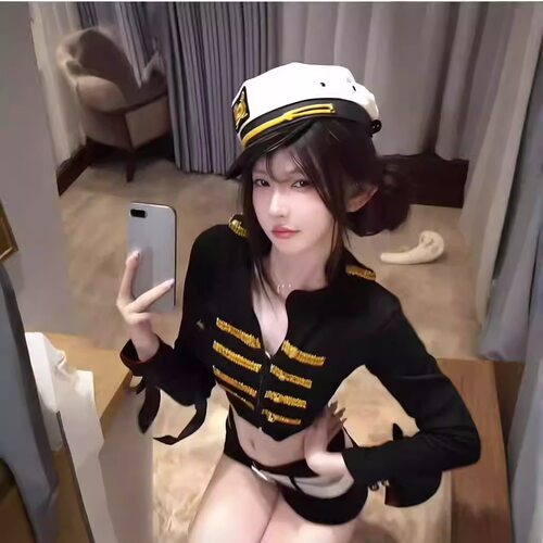 性感辣妹机车制服角色扮演套装变装女警cos纯欲空姐短款上衣+短裤