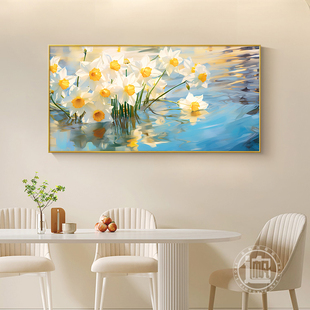 轻法式奶油风大芬油画村客餐厅沙发背景墙装饰挂画高级感主卧床头
