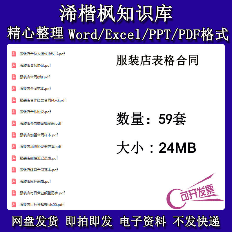 服装店表格合同实用服装店管理表格服装店铺汇总全套表格合作协议