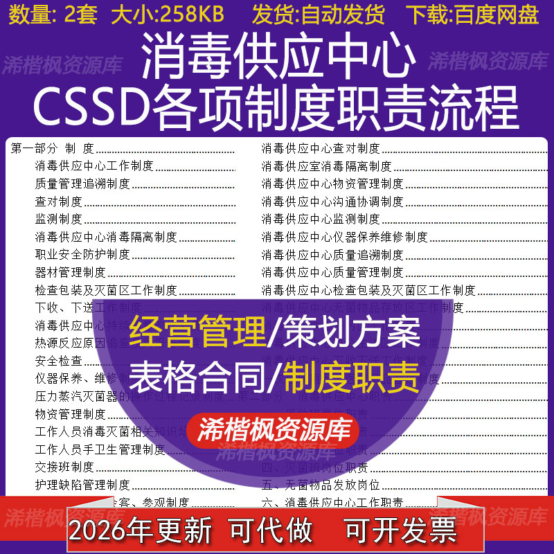 消毒供应中心CSSD查对安全防护各项制度岗位职责流程及应急预案