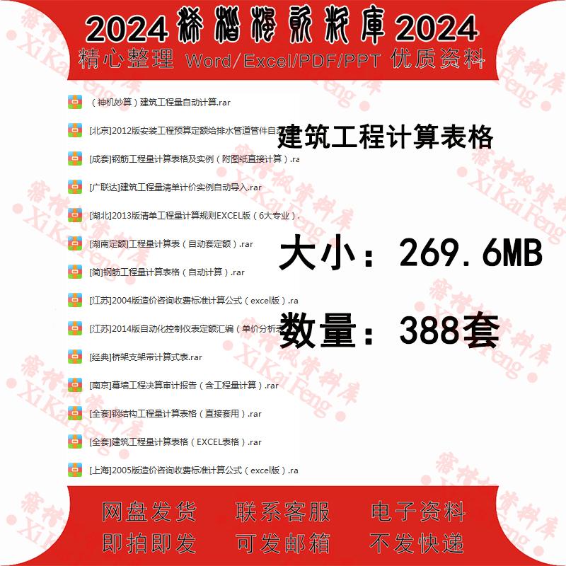 建筑工程计算表格钢结构土建安装路桥市政工程造价exce自动计算表
